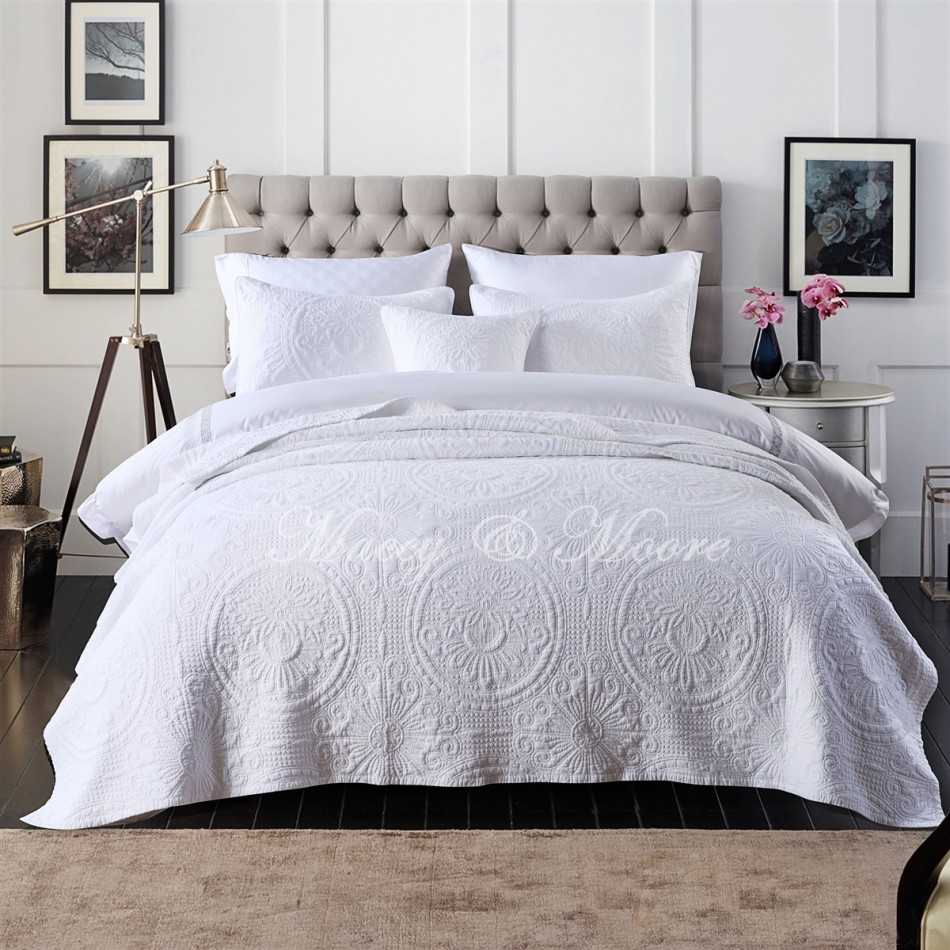 Macey Moore Baroque White Coverlet Set Suits All Sizes Home