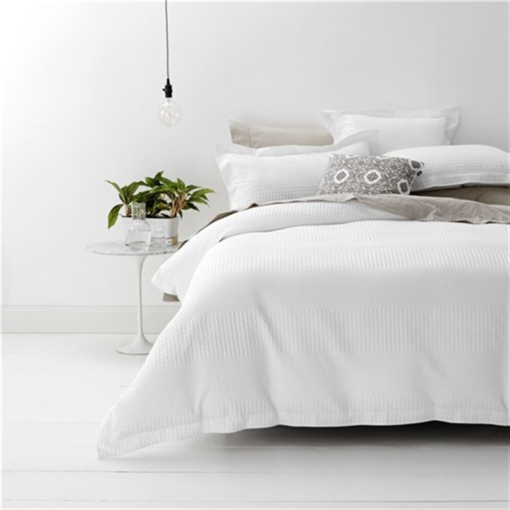 Style Co Cotton Jacquard Waffle Quilt Cover Set All Sizes White